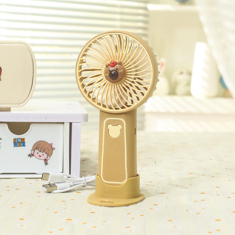 Damen Tragbarer Mini-Handventilator mit ergonomischem Griff und süßem Tierdesign Brehn