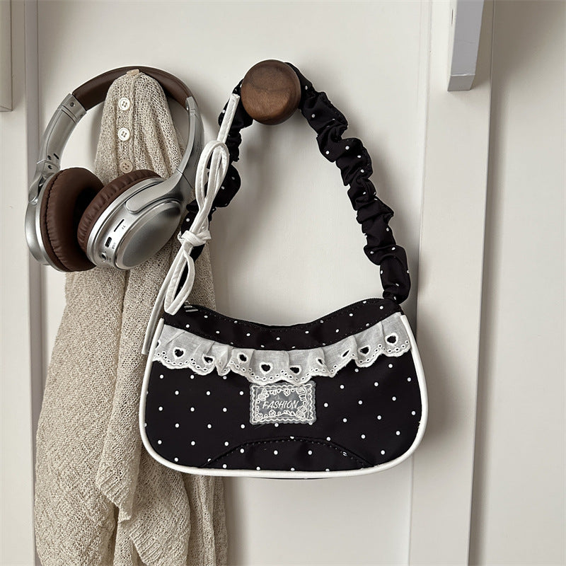 Polka-Dot-Rüschenschulter-Handtasche