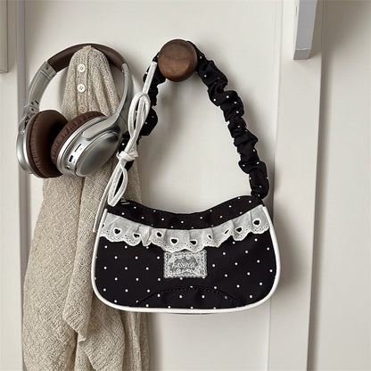 Polka-Dot-Rüschenschulter-Handtasche