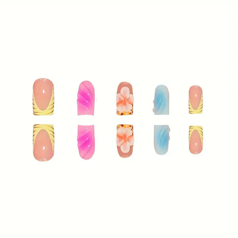 Tropisches Floral Acryl Nagelkunst Set Brehn