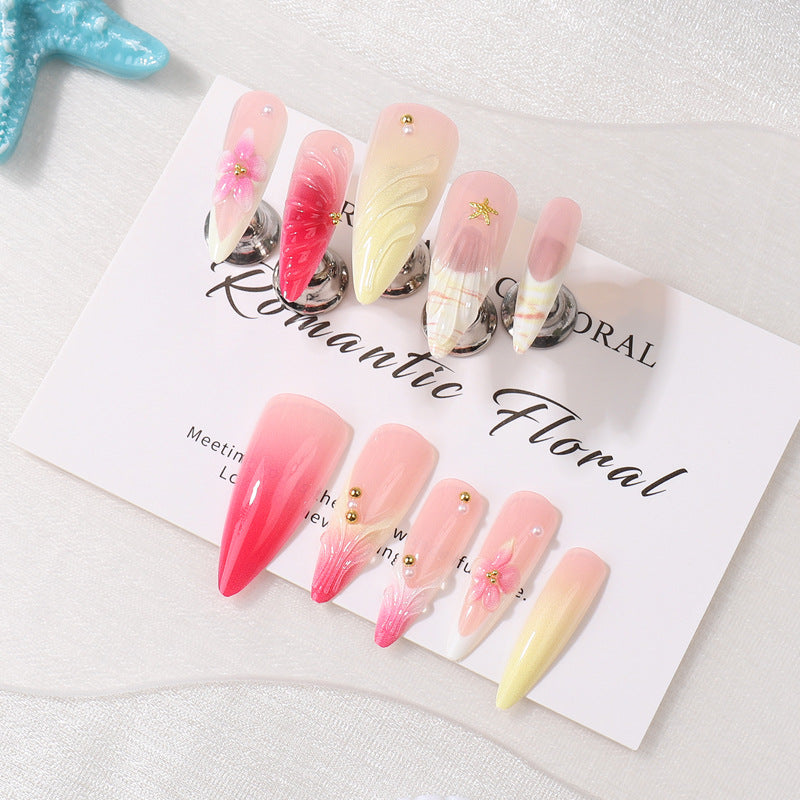 Romantisches Blumen Press-On Nagelspitzen Kunstset Brehn