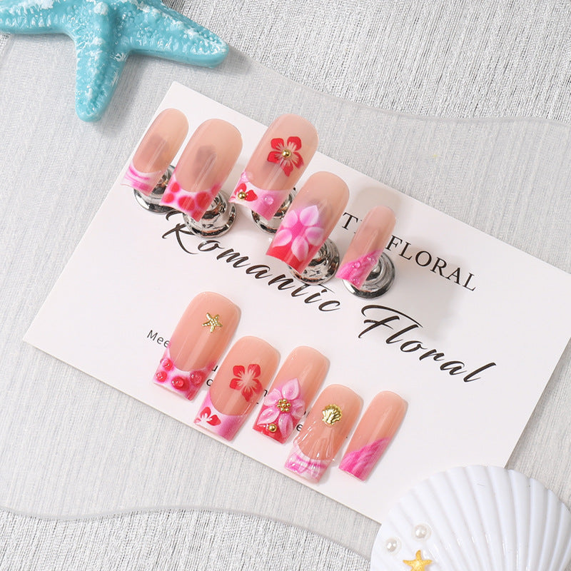 Romantisches florales Press-On-Nageldesign Brehn