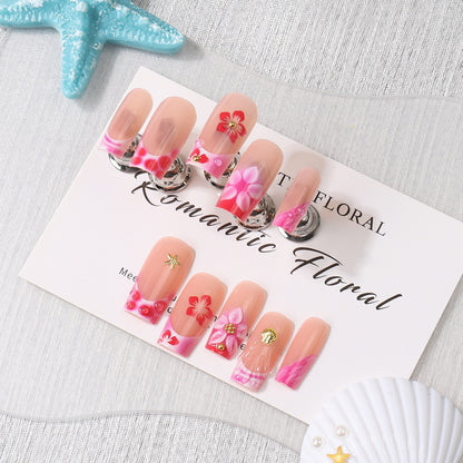Romantisches florales Press-On-Nageldesign Brehn