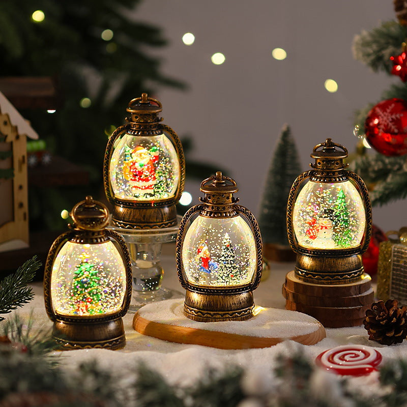 Nostalgische Weihnachtslaterne mit Schneemann-Szene Brehn