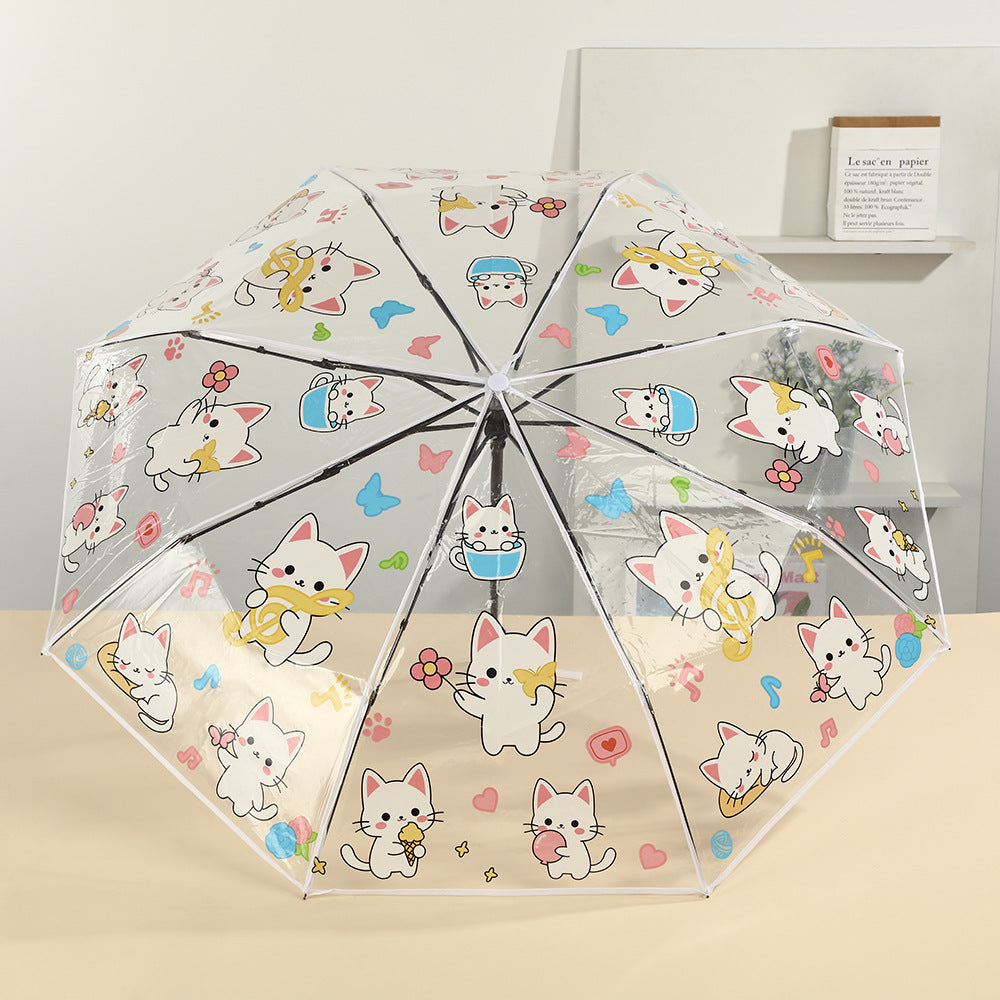 Damen transparente Reißverschluss-Mäppchen mit niedlichen Katzenmotiven Brehn