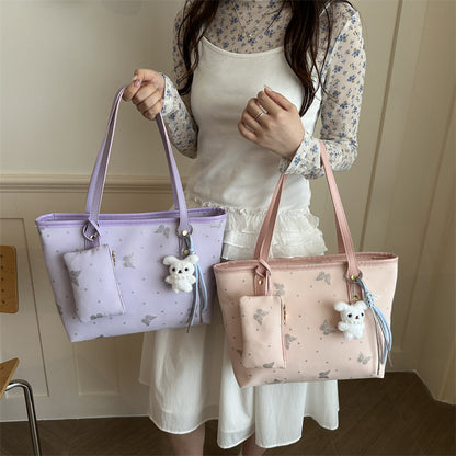 Stylische Schmetterlingsdruck Multi-Compartment Tote Bag