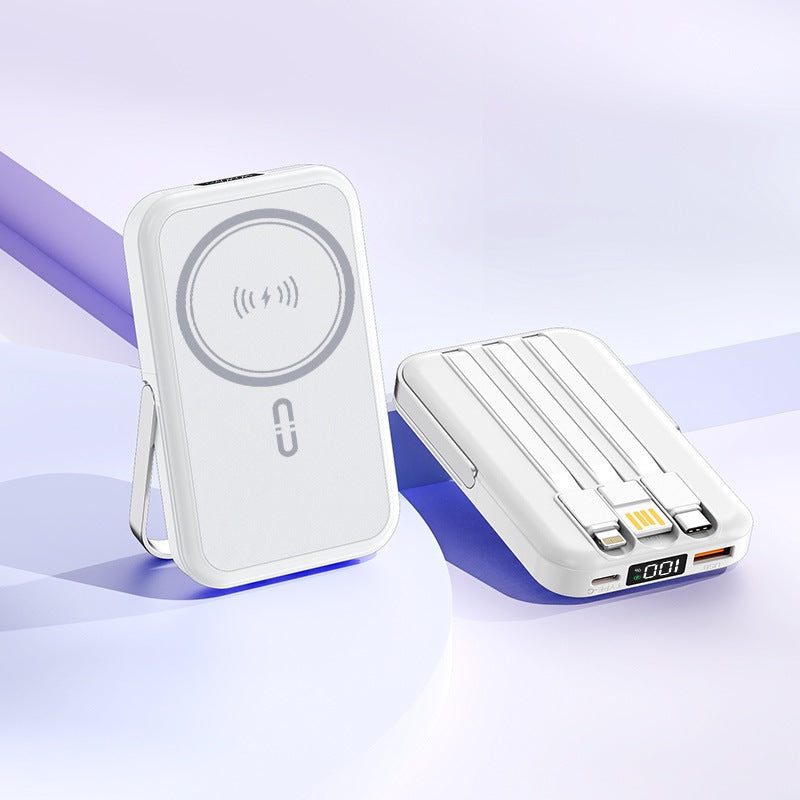 Tragbare Induktions-Powerbank mit Integriertem Ständer und Mehrfachanschlüssen Brehn