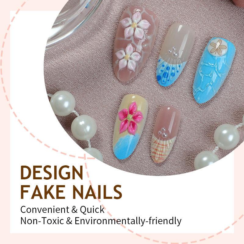 Elegantes Kunstnagelset mit floralen Details und Glitzerakzenten Brehn