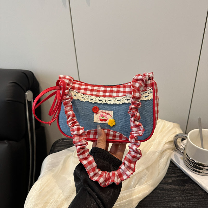 Retro Gingham Mini Umhängetasche Brehn