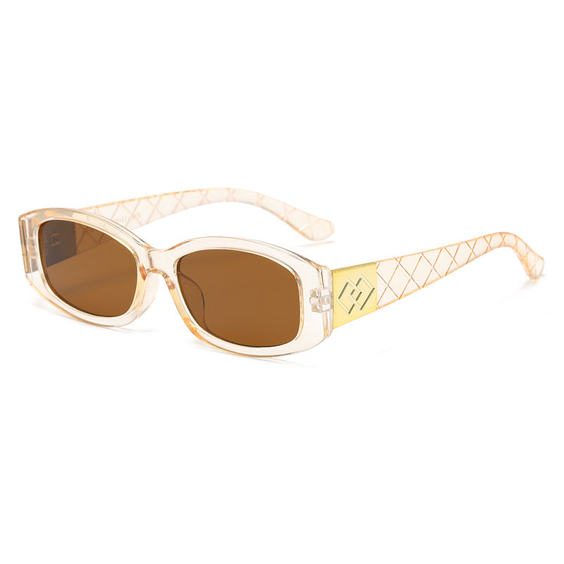 Damen moderne Sonnenbrille mit einzigartigem goldenem Rahmen Brehn