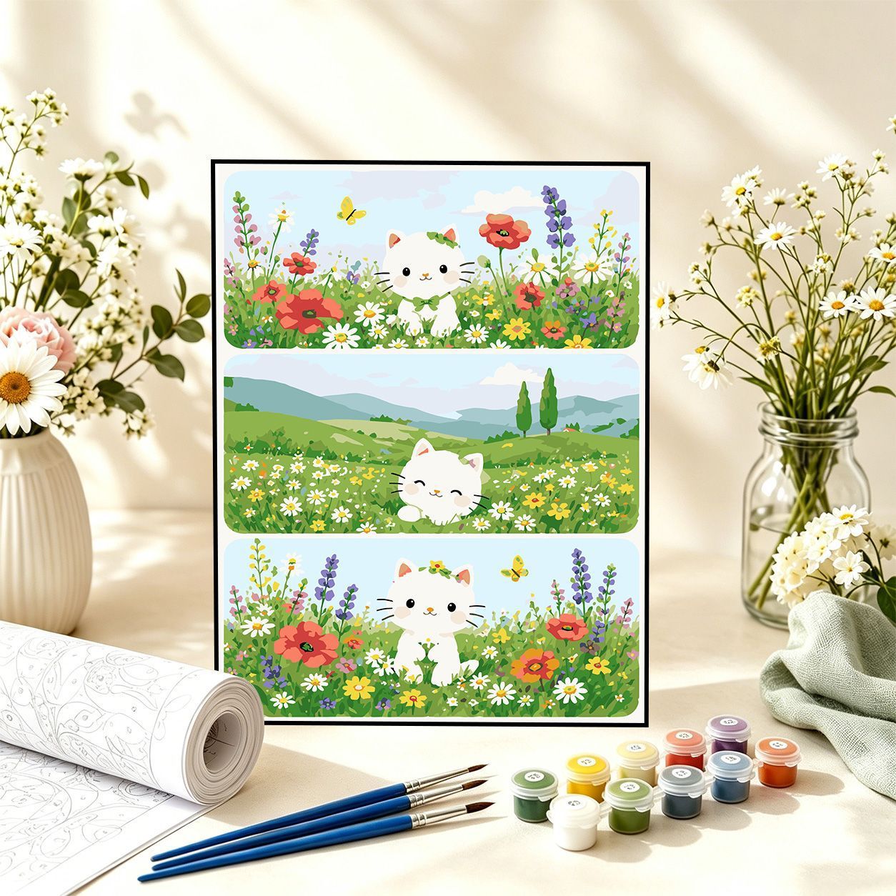 Verspieltes florales Katzenmalset Brehn