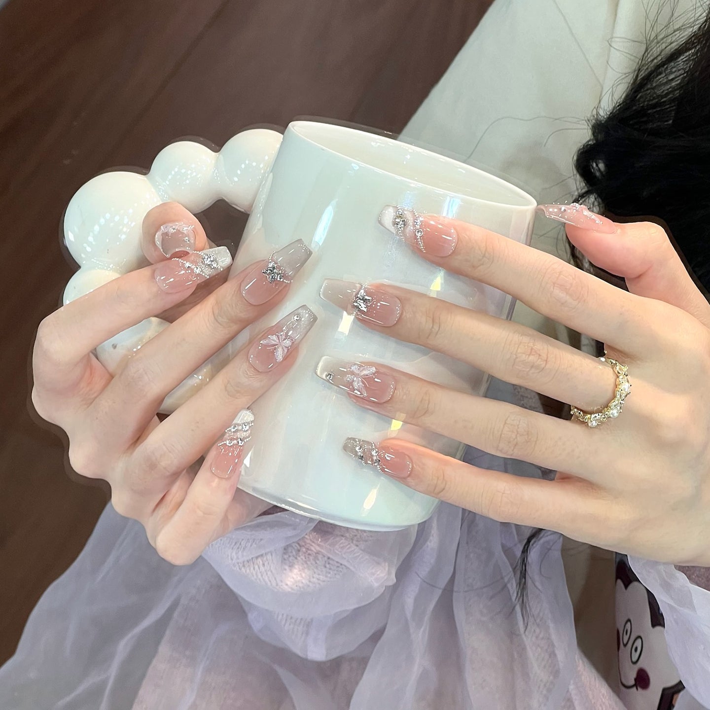 Elegante dekorative Press-On Nail Set Brehn