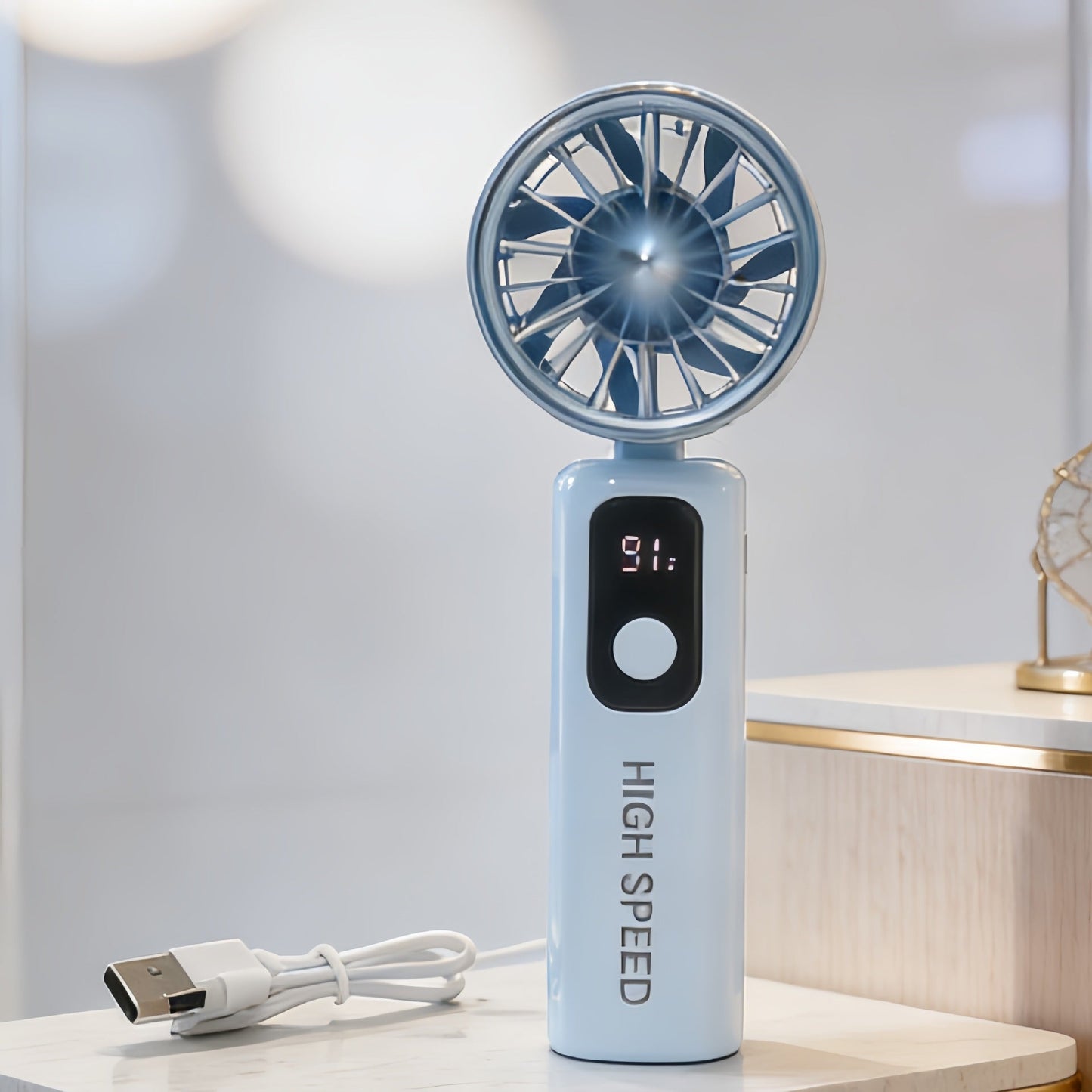 Damen tragbarer Mini-Ventilator mit digitaler Temperaturanzeige Brehn