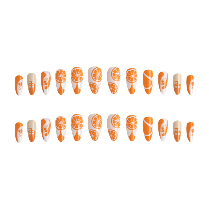 Kunstnagel-Set mit fruchtigem Orange-Design Brehn