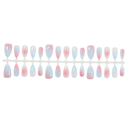 Kunstnagelset mit elegantem Farbverlauf und floralem Design Brehn
