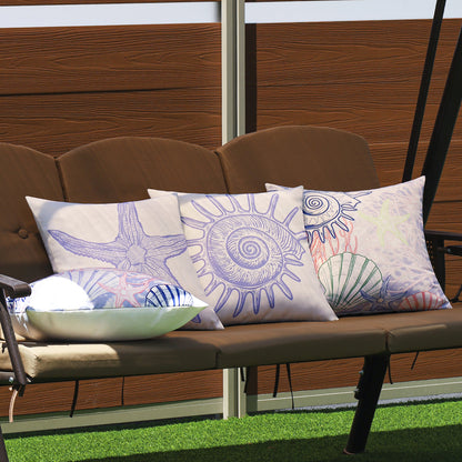 Quadratischer Dekorativer Kissenbezug mit maritimem Seestern‑Print aus pflegeleichtem Polyester Brehn