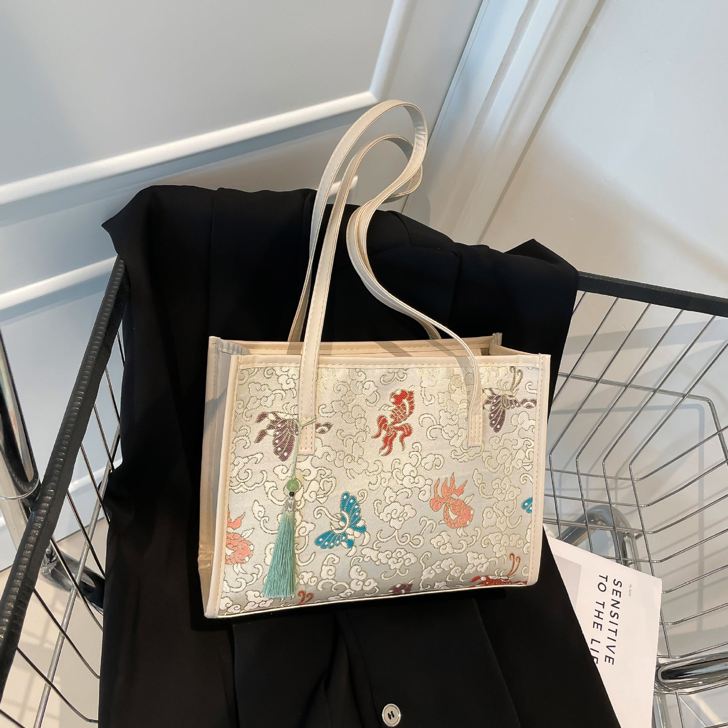 Bestickte Schmetterlingsmuster-Handtasche Brehn