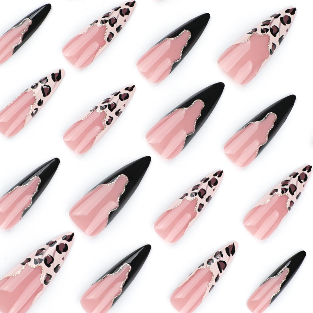 Kunstvolle Stiletto-Nägel im eleganten Leoparden-Design Brehn