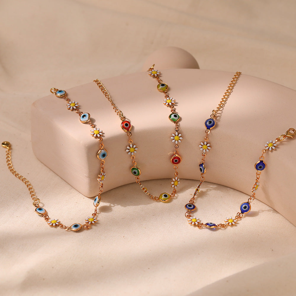 Floral Evil Eye Charm Fußkette Brehn