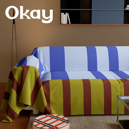 Stretch Striped Sofa Slipcover with Full-Seat and Arm Protection