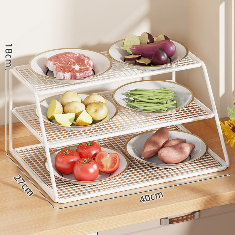 Vierstufiger Mesh-Küchenarbeitsplatten-Organizer-Rack