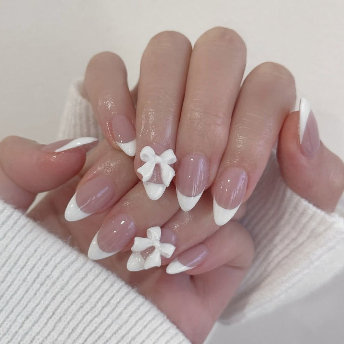 Elegante Französische Spitze Acryl Nagelkunst Erweiterungen Brehn