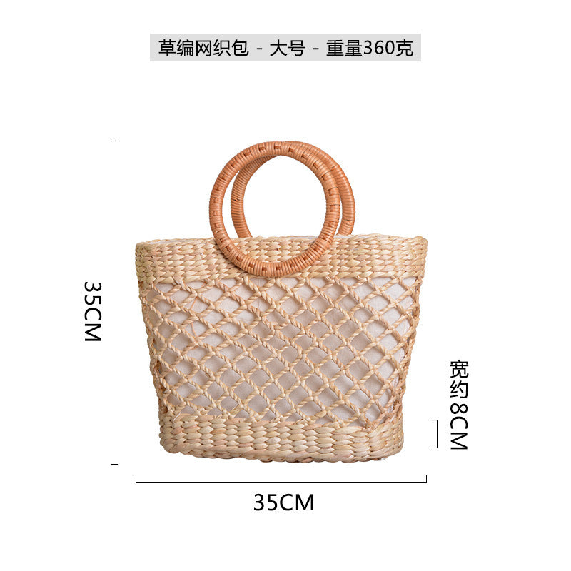 Damen handgefertigte Strandtasche mit geflochtenen Griffen Brehn