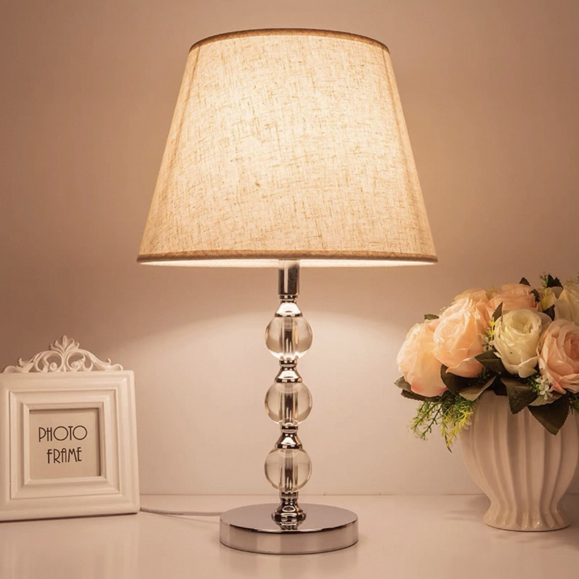 Elegante Glasfuß Tischlampe