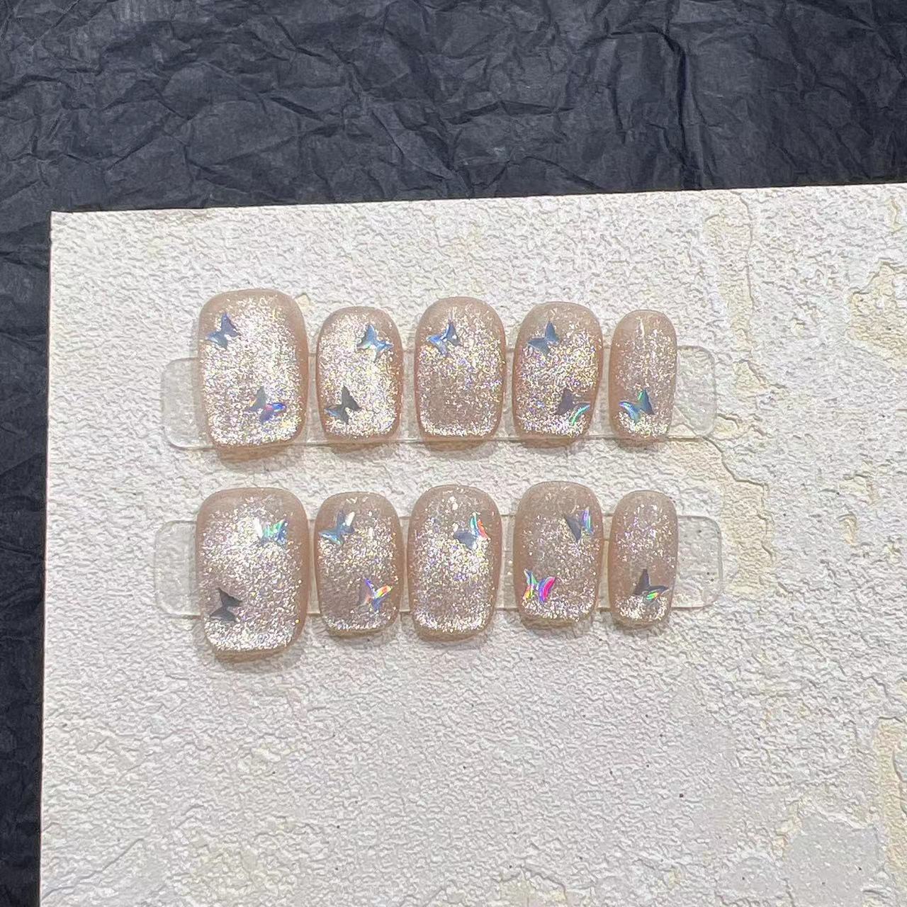 Glitzerndes Press-On-Nagel-Set mit Stern-Akzenten Brehn