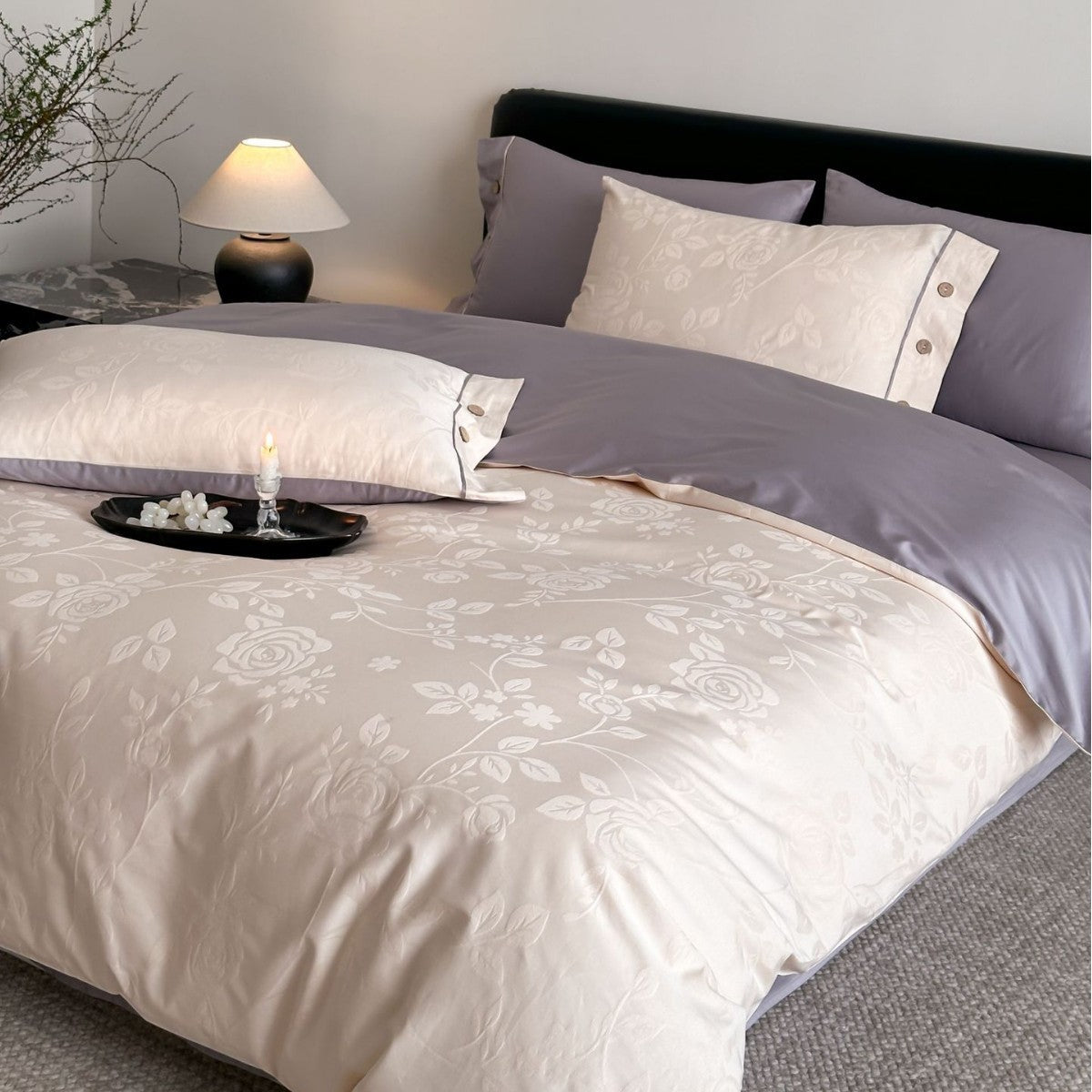 Luxus Geprägte Schmetterling Baumwollsatin Bettbezug Set