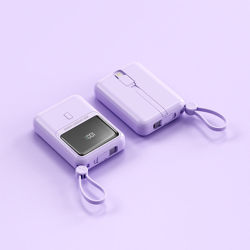 Kompakte Powerbank mit Integriertem Ladekabel und Digitaler Anzeige Brehn