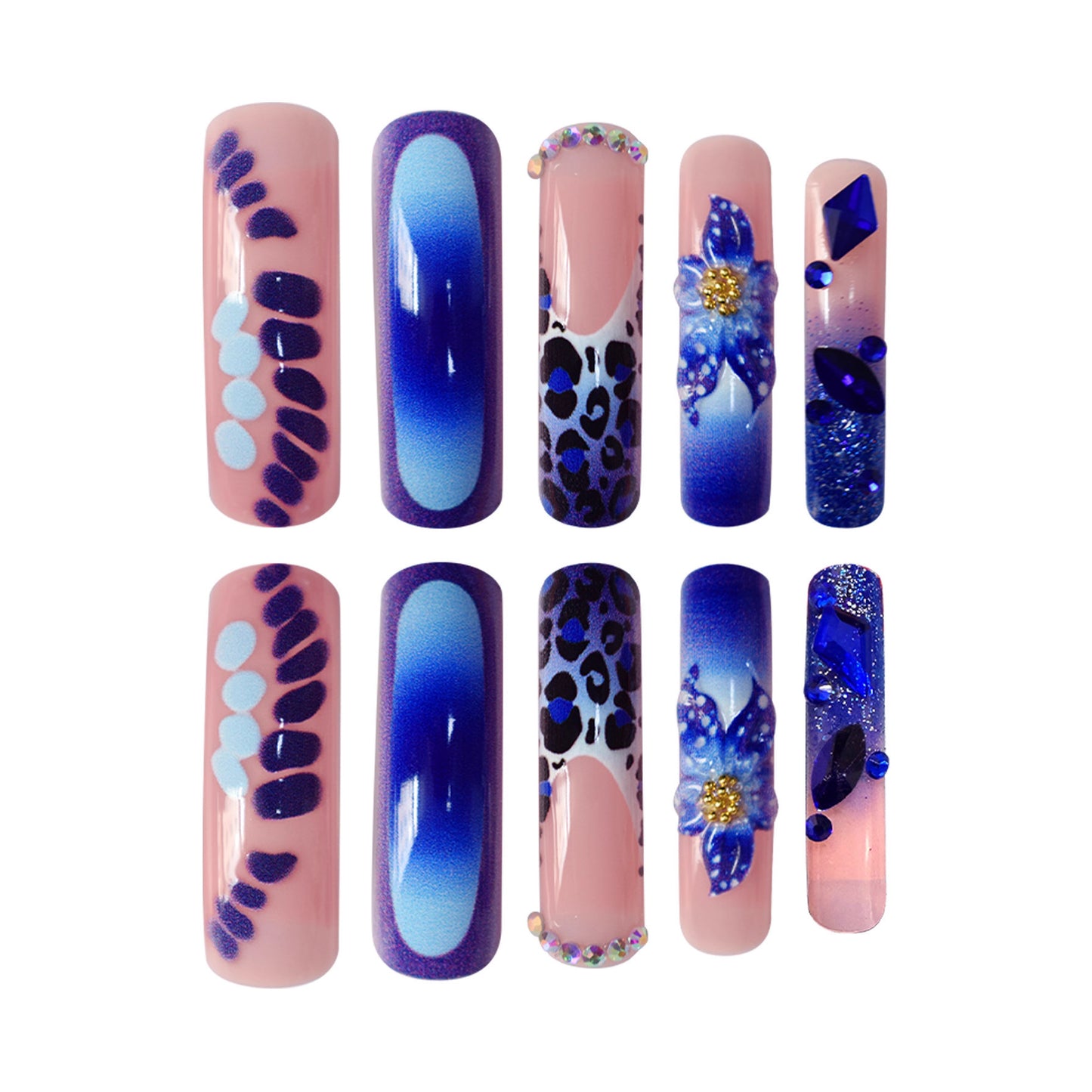 Künstlerische lange press-on Nail Art Brehn