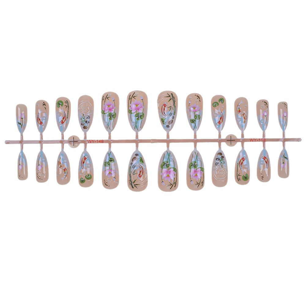 Künstlerisches Floral Press-On Nagelset Brehn