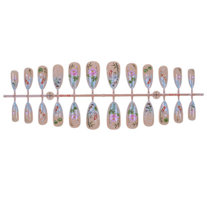 Künstlerisches Floral Press-On Nagelset Brehn