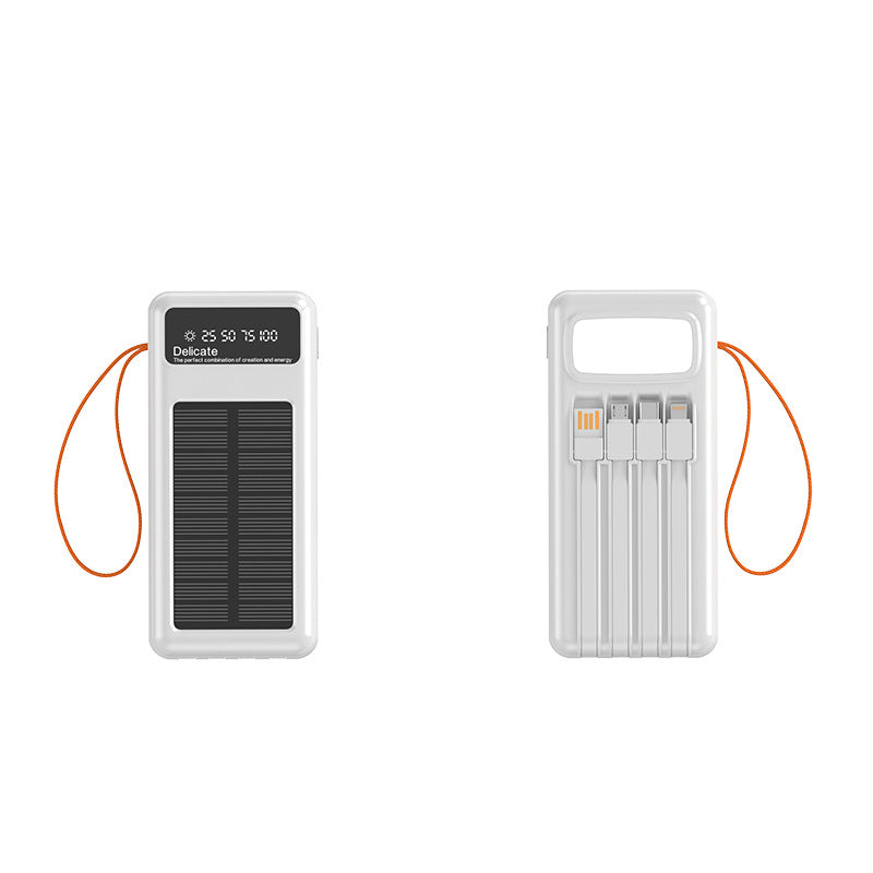 Solar Powerbank mit Integrierten Ladekabeln und Digitaler Anzeige Brehn