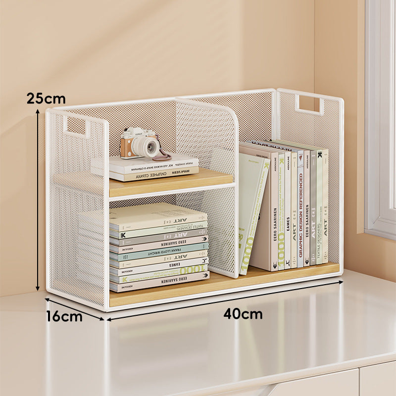 Perforiertes Metall Zwei-Ebenen Schreibtisch-Organizer-Regal mit integrierten Tragegriffen