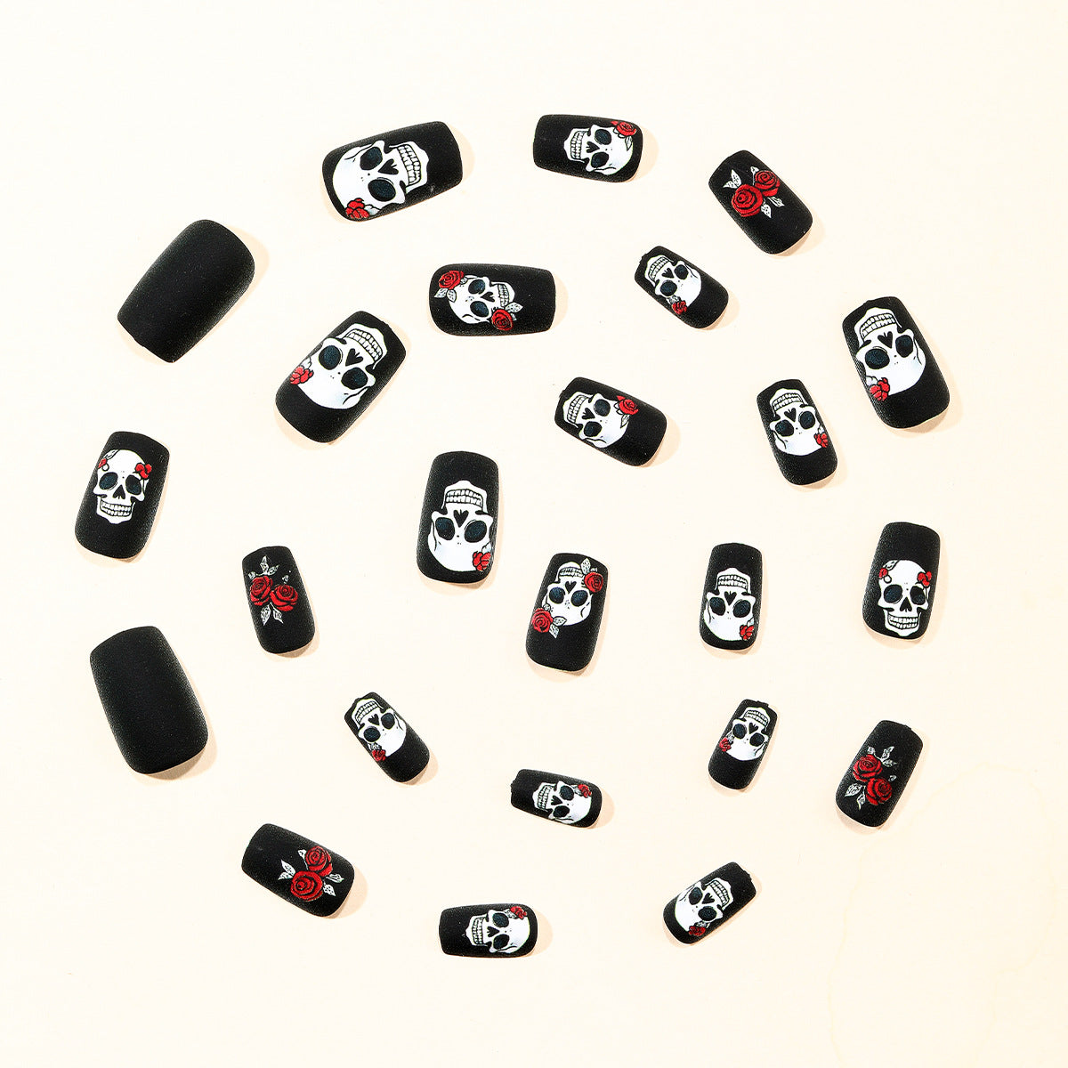 Skull und Rose Acryl Nagelkunst Verlängerungen Brehn