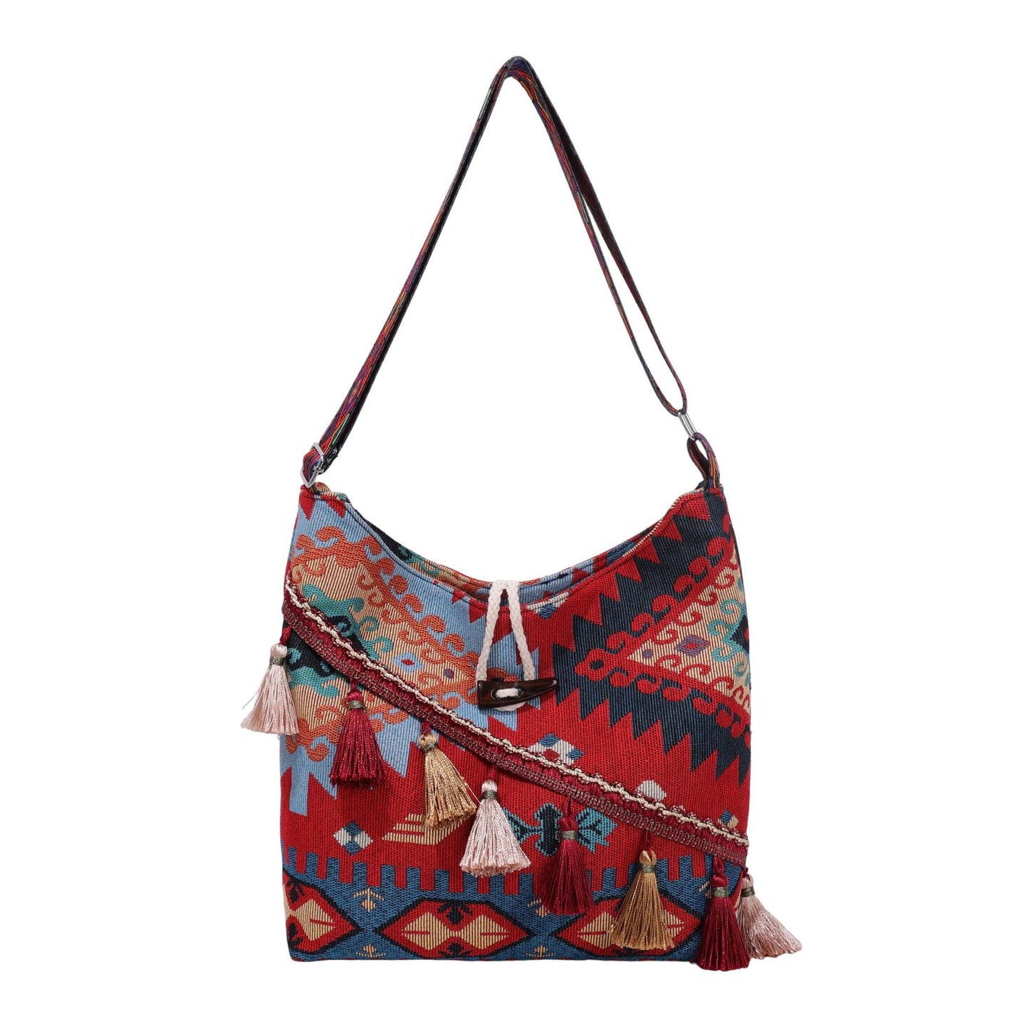 WoEthnic Gemusterte Klapp-Hobo-Tasche Brehn