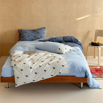 Bedlinen-Bettwäsche-Set aus Baumwolle mit feinem Streifen- und Tierstickmotiv Brehn
