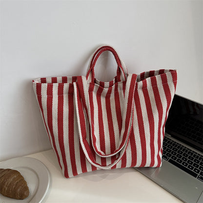 Langlebige gestreifte Canvas Strandtasche