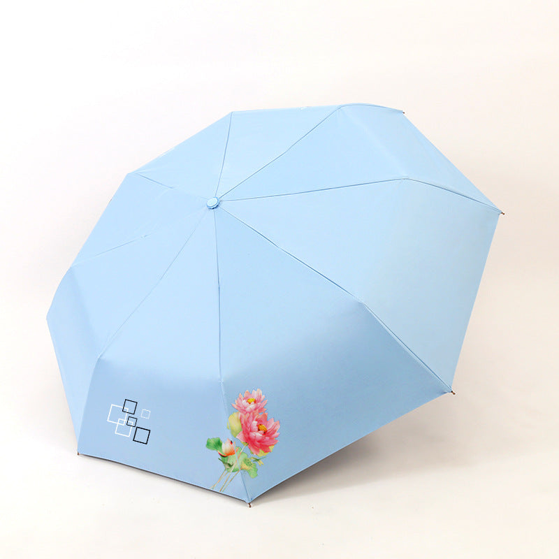 Damen Falt-Regenschirm mit elegantem Blumenmotiv Brehn