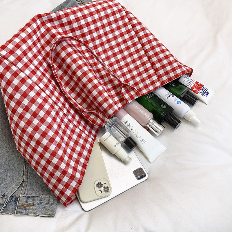 Stylische Gingham-muster Strandtasche
