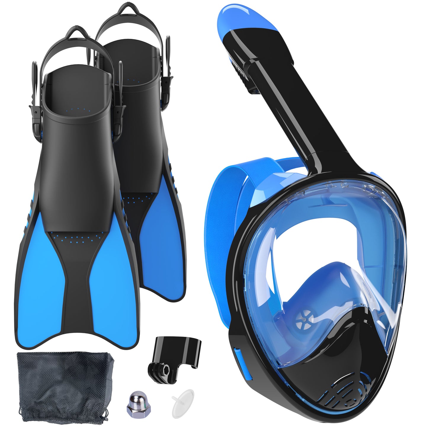 Schnorchelset mit Vollgesichtsmaske und Hochwertigen Flossen Brehn