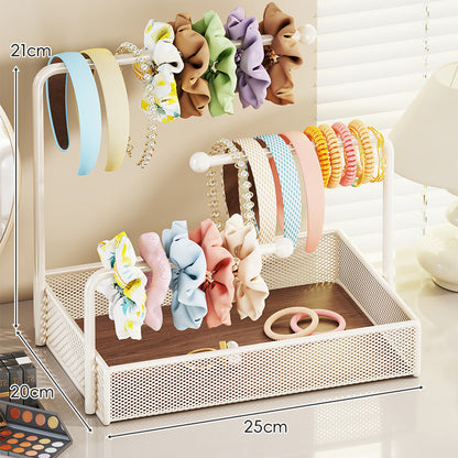 Zwei-Ebenen-Mesh-Tablett Vanity Haaraccessoire & Schmuckorganizer-Ständer