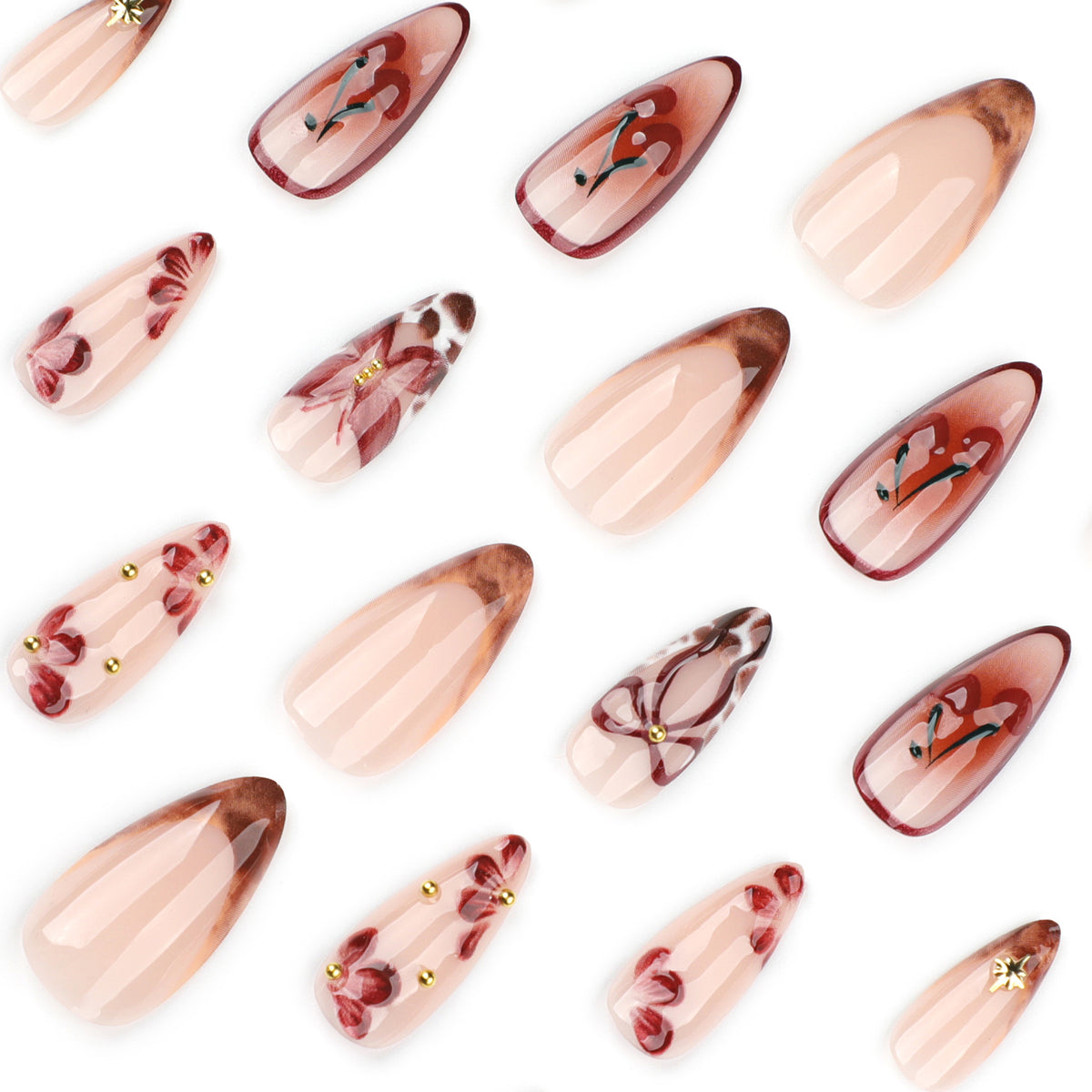 Kunstvolle Nagelverlängerungen mit floralen Akzenten Brehn