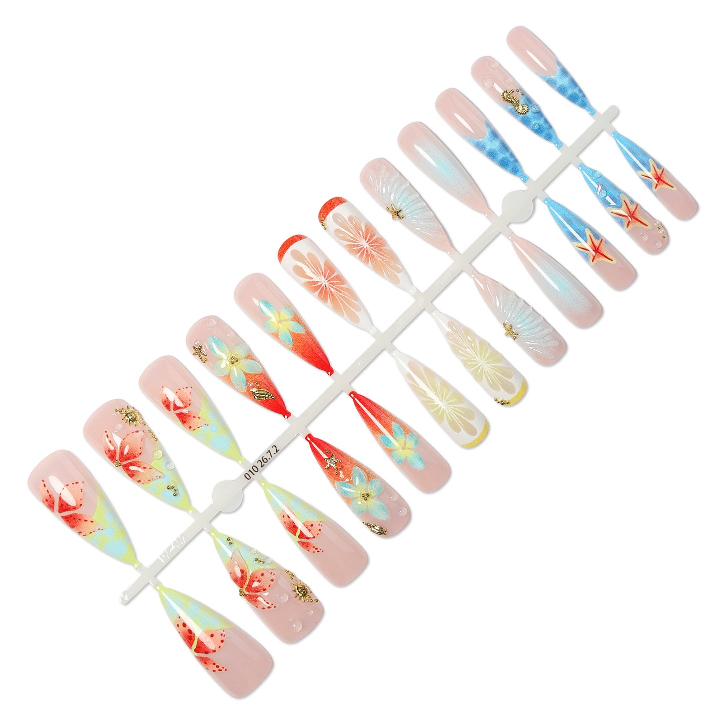 Künstlerisches floral und ozeanisches Press-On Nagelkunstset Brehn