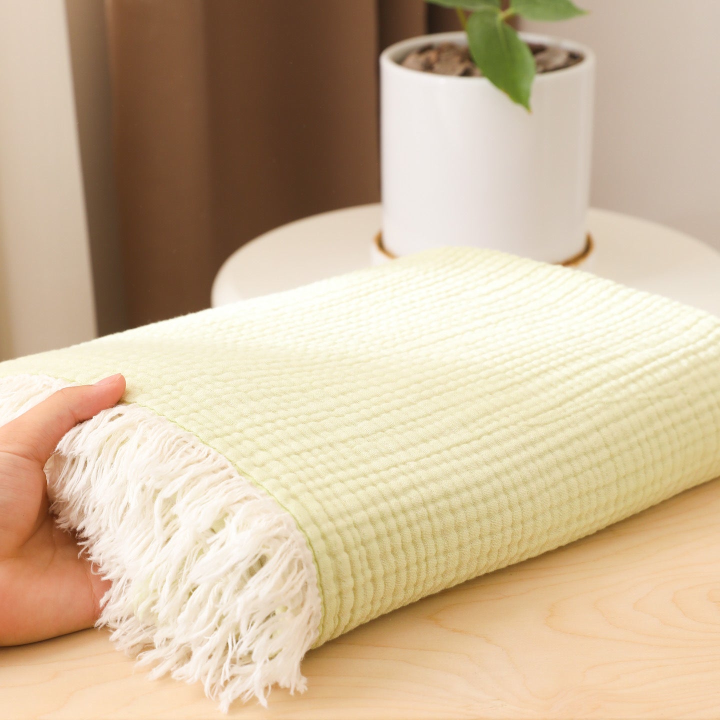 Damen moderne und stilvolle Waffelstruktur Plaid Decke Brehn