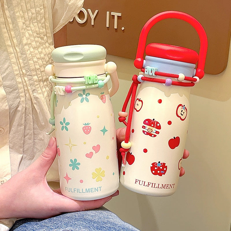 Damen kreative Trinkflasche mit lustigem Design und praktischer Schnur Brehn