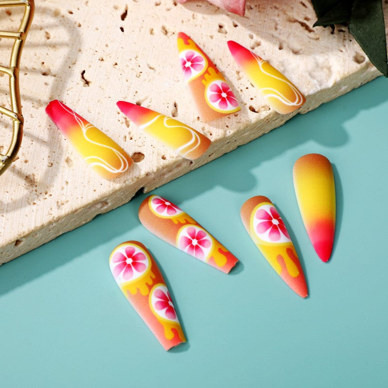Kunstnägel Set mit tropischem Hibiskus-Muster Brehn
