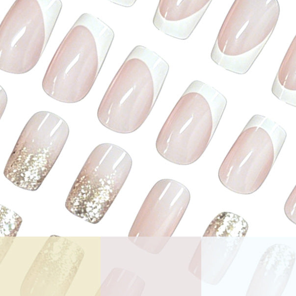 Glamouröse Franse Tipp Glitzer Nagelverlängerungen Brehn